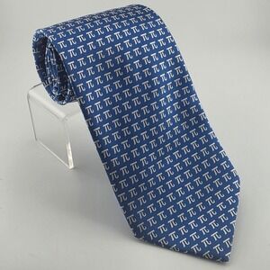WildTies Blue Novelty Necktie Pi Symbol Pattern Silk Blend Math‎ Theme